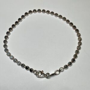 Dyadema Italian Sterling Silver Flat / Round Beaded Bracelet. 7.25 inches long
